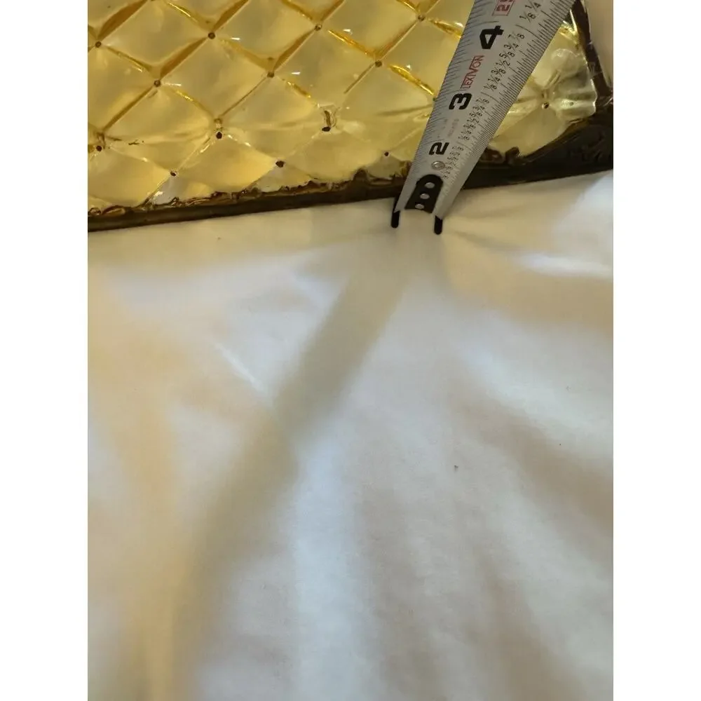 Quilted Pattern Bronze Tray Gold Brown Art Nouveau Vintage Inspired Amber Lucite